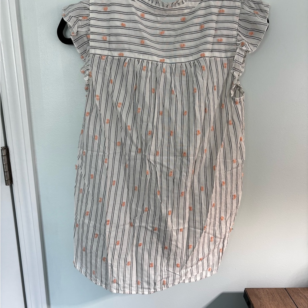 LOFT Ruffle Sleeve Striped Blouse - Size XS - Picture 6 of 7